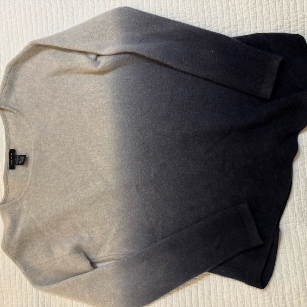 Only Mine 100% Cashmere Women's Hombre 2 ply  Sweater - Cream grey black